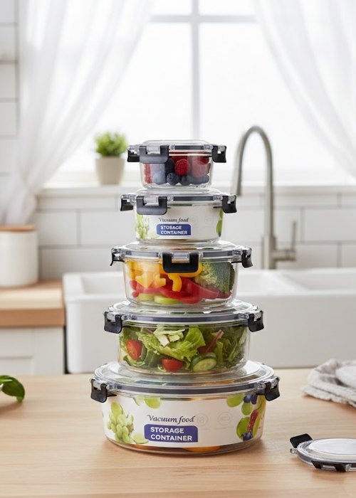 Set de 3 Recipientes herméticos de Vidrio redondos Neutro