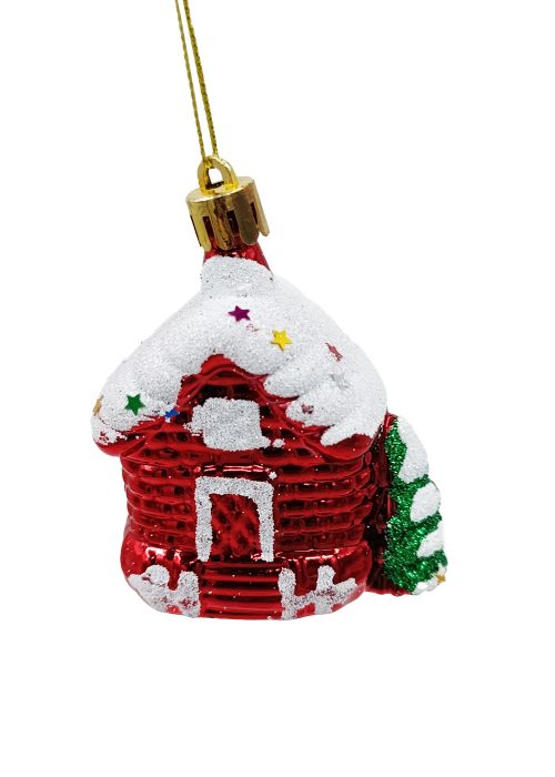 Set de 3 adornos Casitas Rojo