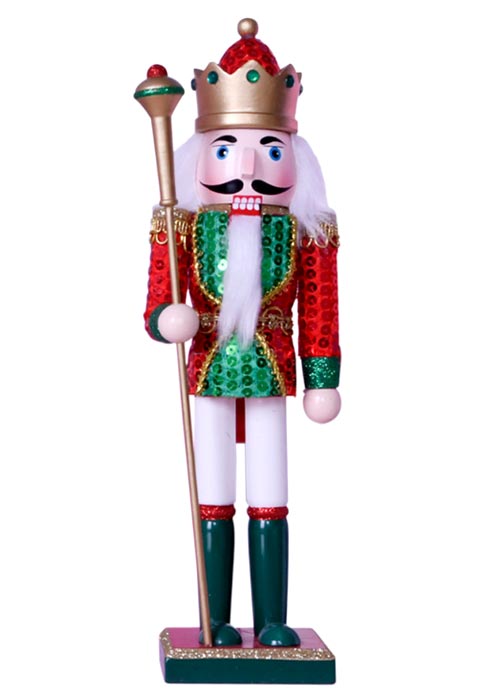 Muñeco Cascanueces Rey Lentejuelas 60cm Rojo