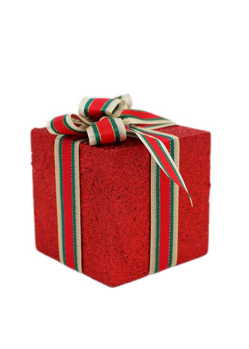 Cajita Regalo Roja con Lazo Navideño Rojo