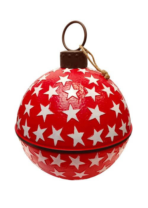 Esfera Metálica XL Roja con Estrellas Blancas Rojo