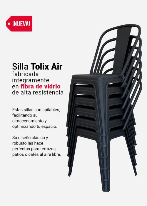 Silla Tolix Air x6 (Plástico Reforzado) Negro