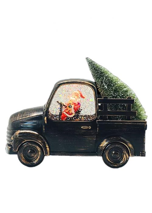 Camioneta Vintage Negra con Papá Noel