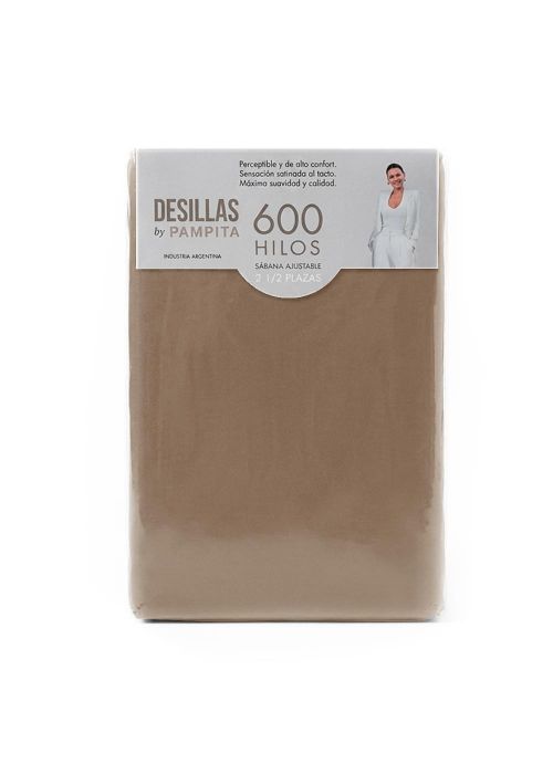 SABANA AJUSTABLE WASHED 600 HILOS 2 1/2 Beige Oscuro