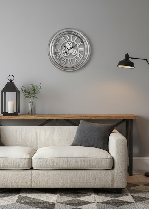 Reloj de Pared Calado Plata Transparente Neutro
