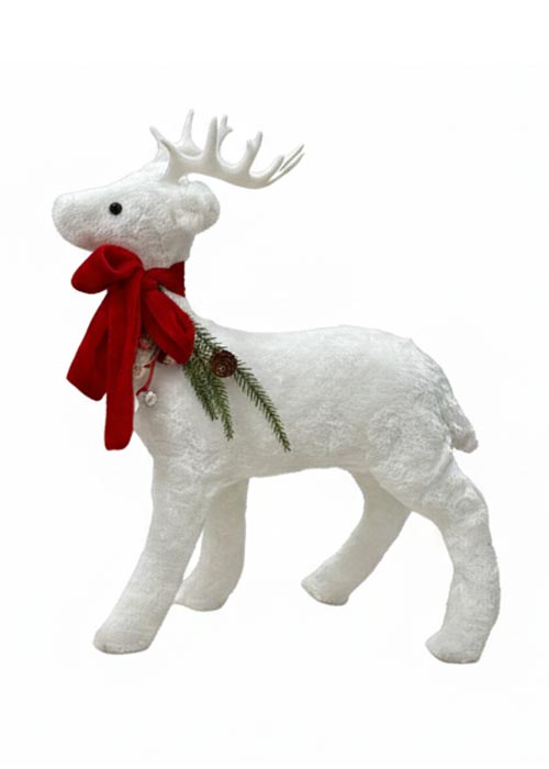 Reno con Bufanda Roja 46x36cm Blanco