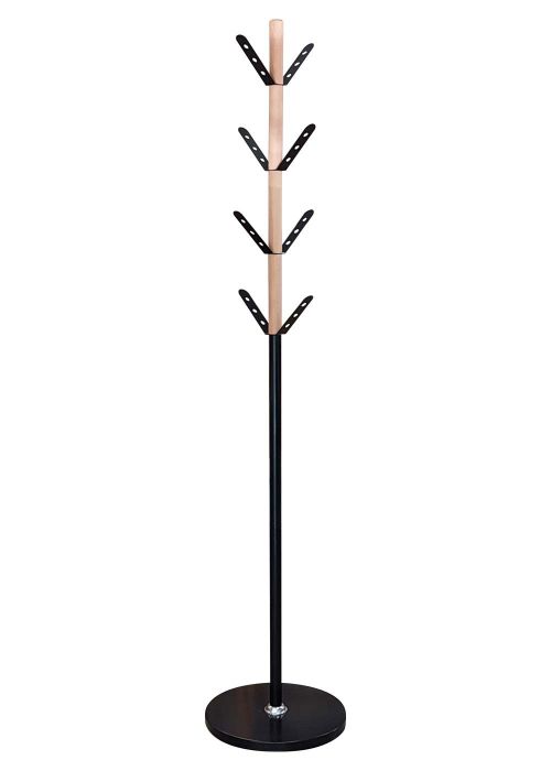 Perchero Negro Madera Natural Ganchos Con Agujeros