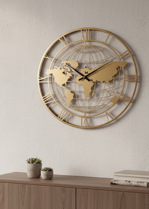 Reloj de pared Dorado Mundo Neutro