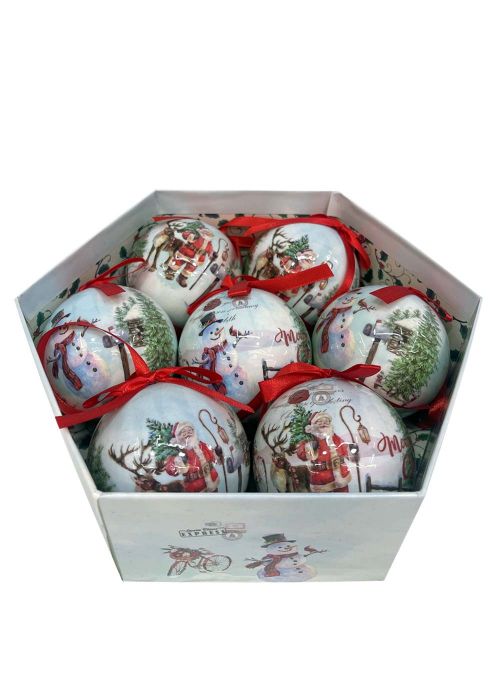 Caja Esferas Navideñas Santa Blanco