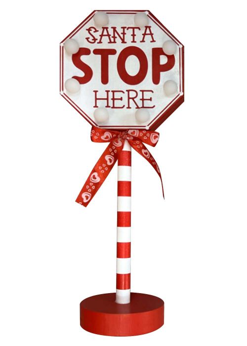 Santa Stop Cartel Decorativo Rojo y Blanco