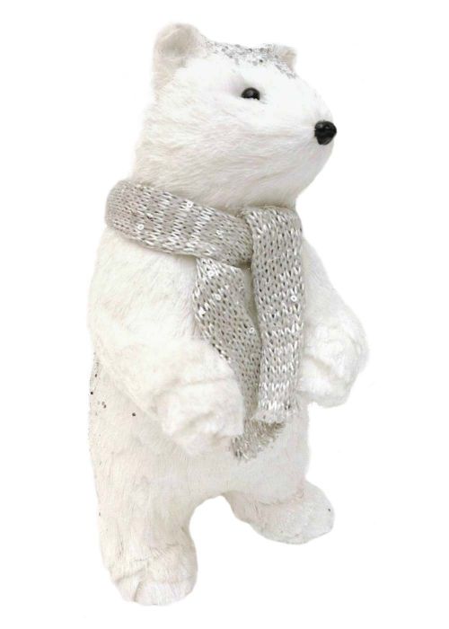 Adorno Oso Invernal Plata Blanco