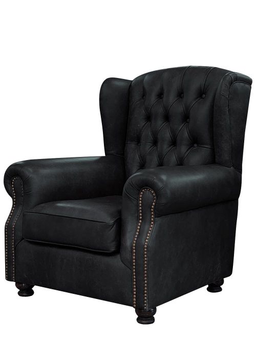Sillon de Cuero Coventry 1 Cuerpo Cuero Negro