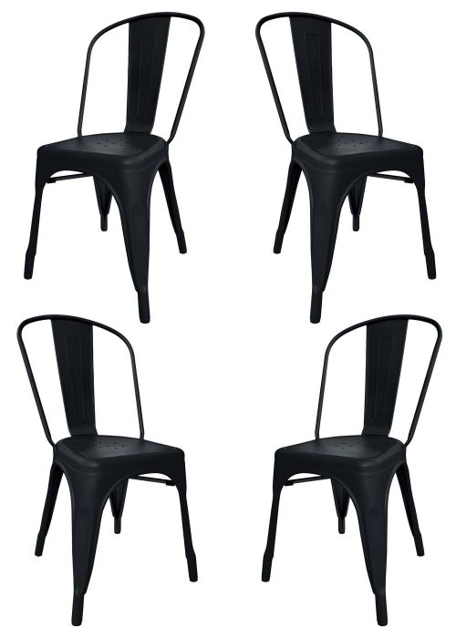 Set Sillas Tolix x4 Tono Negro Mate