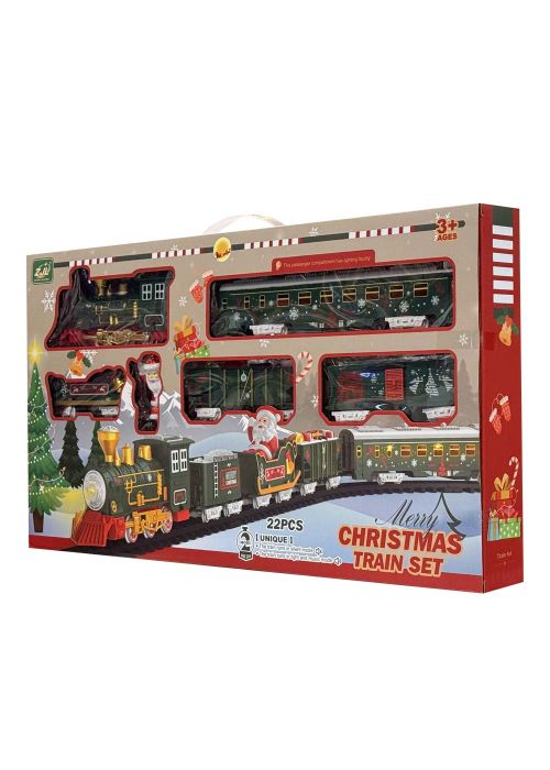 Tren Navideño con Luces 22 Piezas Verde