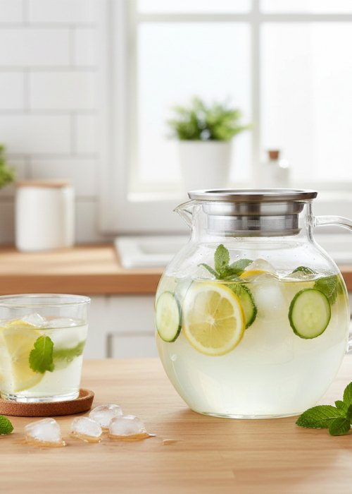 Jarra De Vidrio Con Tapa 1600 ml Neutro