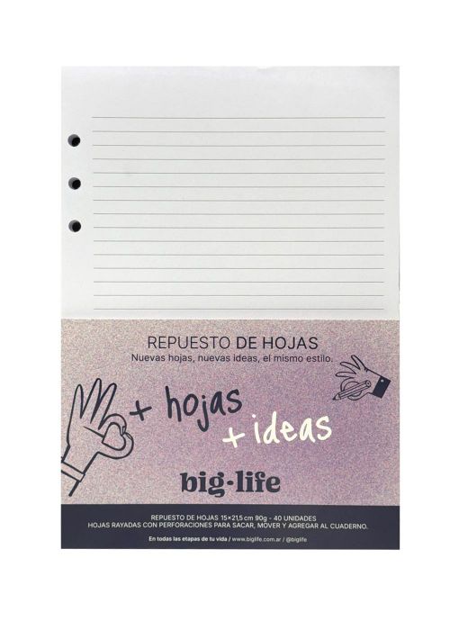 Repuesto hojas rayadas 22x16cm Neutro