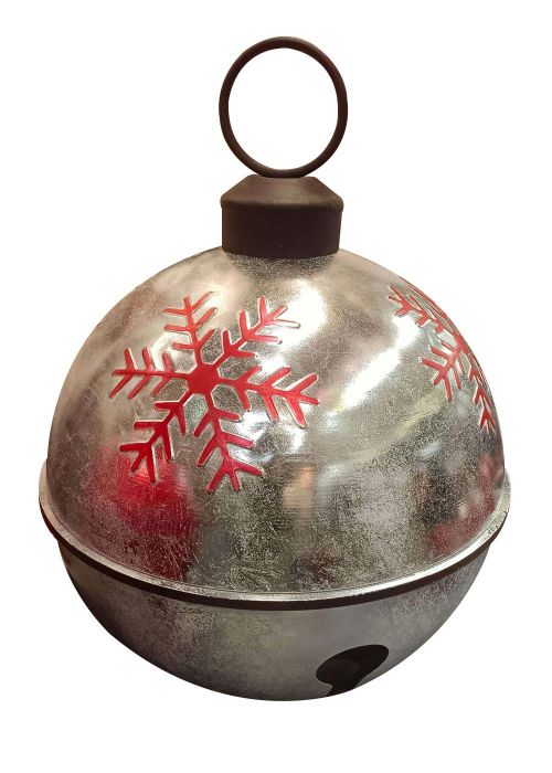 Esfera Gigante Navideña con Estrellas Rojas Plata