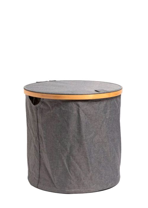 Cesto Organizador Gris Bamboo Redondo Gris