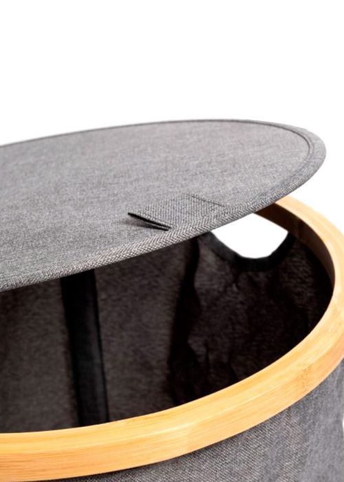 Cesto Organizador Gris Bamboo Redondo Gris