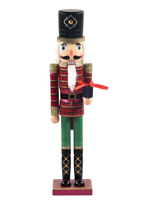 Muñeco Cascanueces con Regalo 50cm Rojo