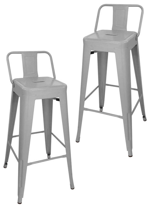 Set Taburete alto Tolix RM SP x2 Tono Gris Plata Perlado