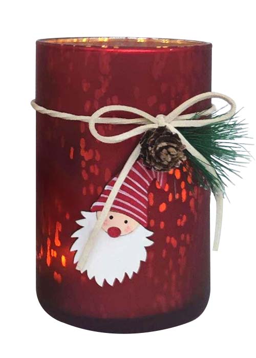 Portavelas Navideños Santa C Rojo