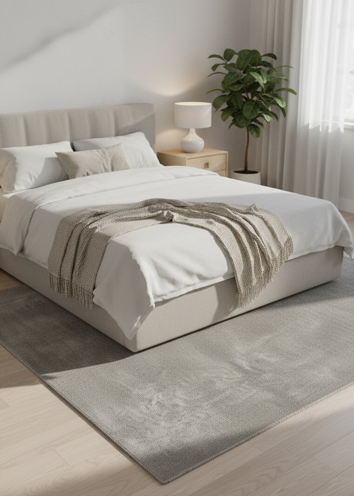 Alfombra Efecto Terciopelo 140 cm Neutro