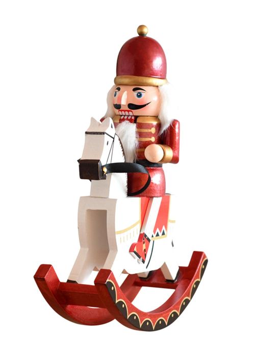 Muñeco Cascanueces Caballo Rojo y Blanco 30cm Rojo