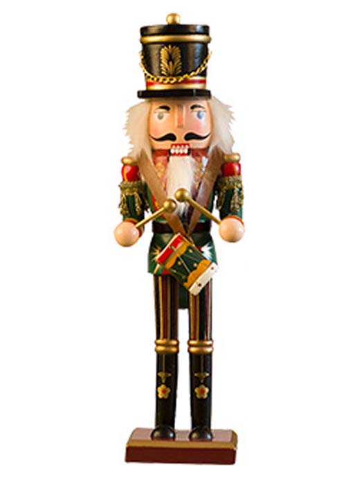 Muñeco Cascanueces Verde con Tambor 30cm Verde