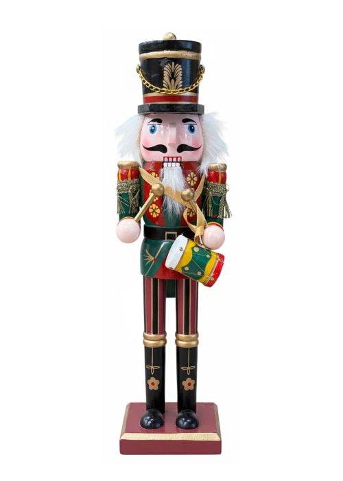 Muñeco Cascanueces Verde con Tambor 30cm