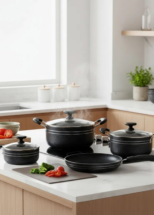 Set de bateria cocina 7 Piezas Negro Neutro