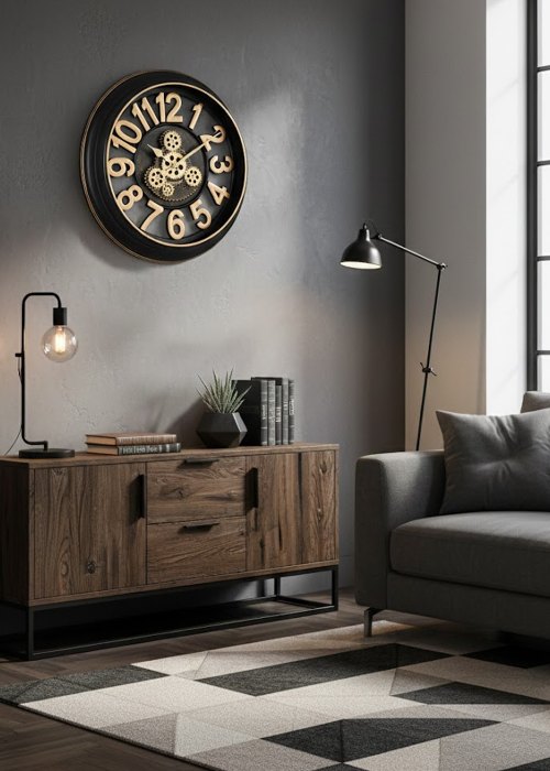 Reloj de Pared Engranajes Árabes Negro Neutro