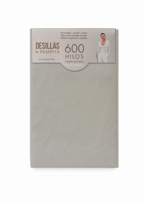 SABANA AJUSTABLE WASHED 600 HILOS 1 1/2 Gris