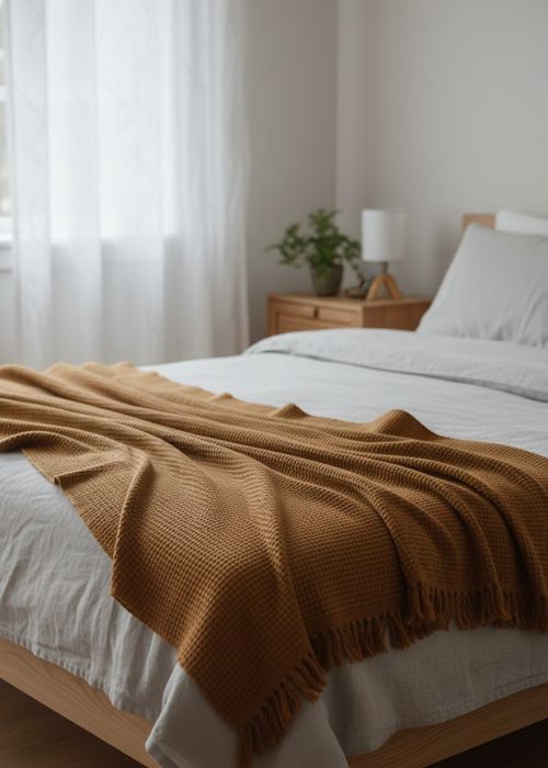 Manta Pie de Cama Nido Premium 120x260 cm Tabaco