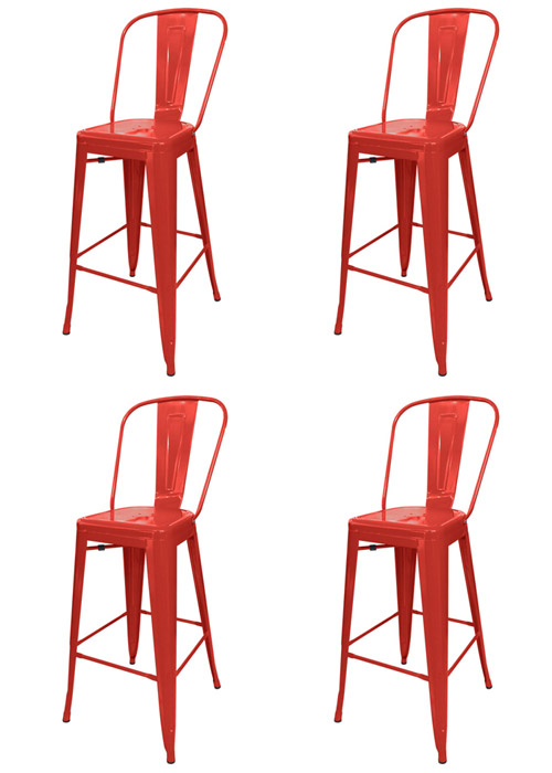 Set Taburete Alto Tolix R SP x4 Tono Rojo