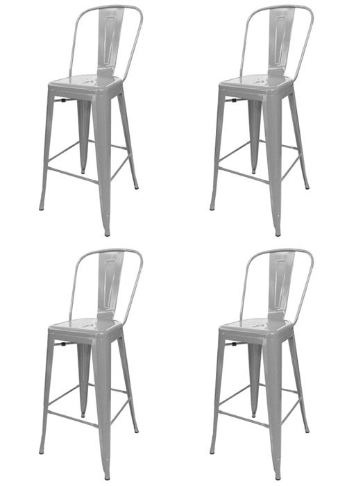 Set Taburete Alto Tolix R SP x4 Tono Gris Plata Perlado