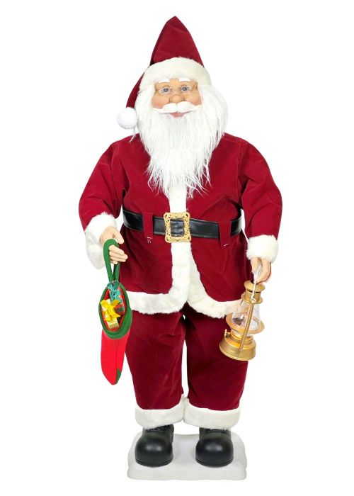 Papá Noel Trompeta Dorada 100cm Rojo