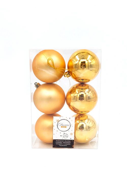 Set de 6 Esfera Dorado brillante y mate 80 mm Dorado