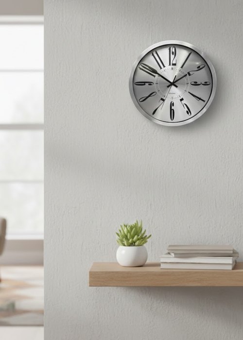 Reloj de pared metálico plata Neutro