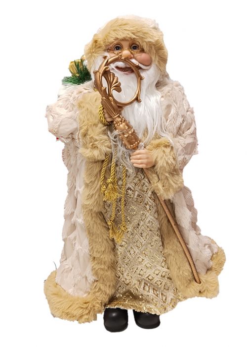 Papá Noel Invernal Dorado con Bastón 90