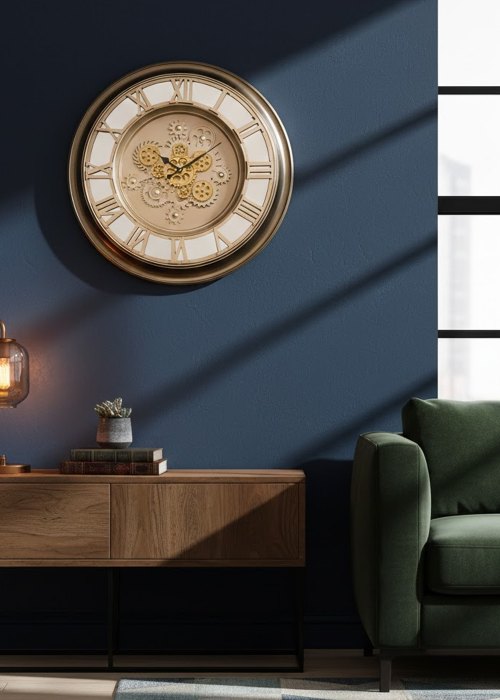 Reloj de Pared Engranajes Romanos Dorado Neutro