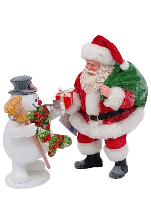 Papa Noel con muneco de nieve Rojo