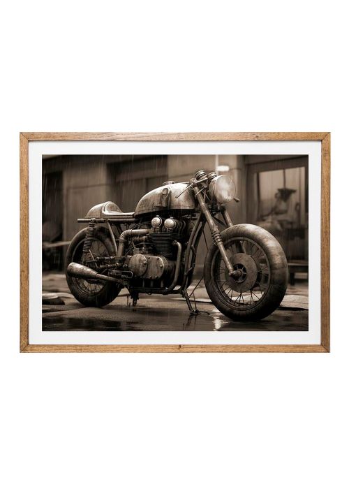 Cuadro Moto C/Asiento Plata MDF Roble