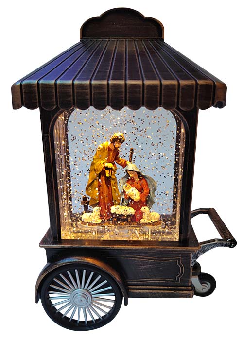Linterna Carrito Vintage Natividad Marron