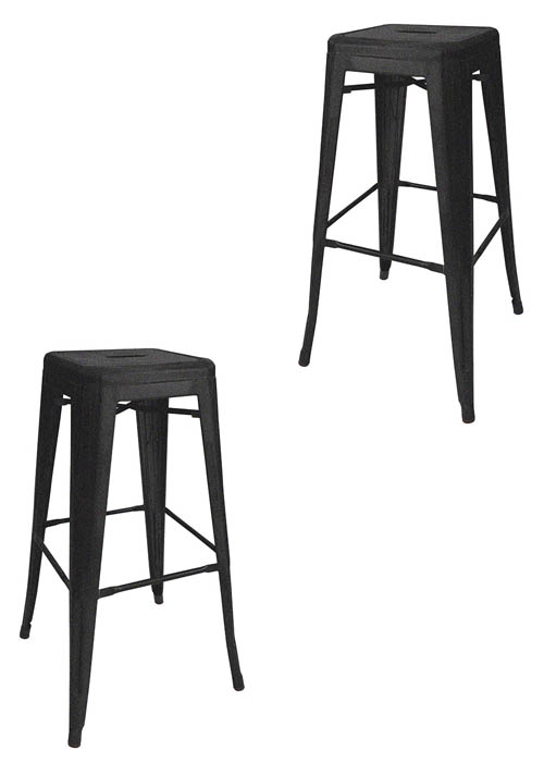 Set Taburete Alto Tolix x2 SP Tono Negro Microtexturado