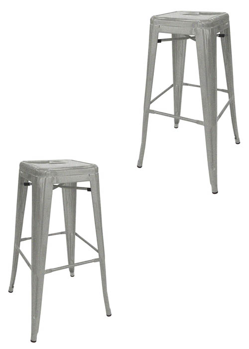 Set Taburete Alto Tolix x2 SP Tono Plata Viejo Texturado