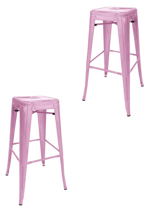 Set Taburete Alto Tolix x2 SP Tono Rosa