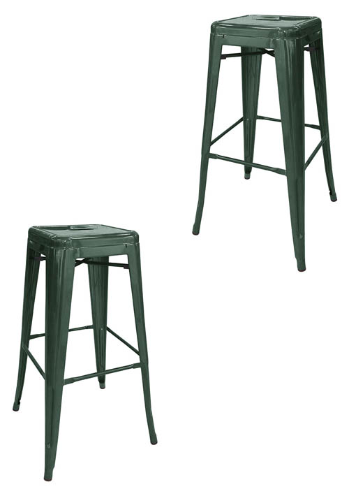 Set Taburete Alto Tolix x2 SP Tono Verde Oscuro