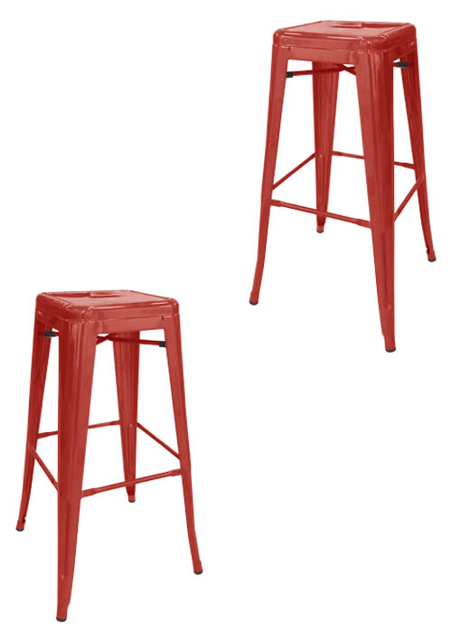 Set Taburete Alto Tolix x2 SP Tono Rojo