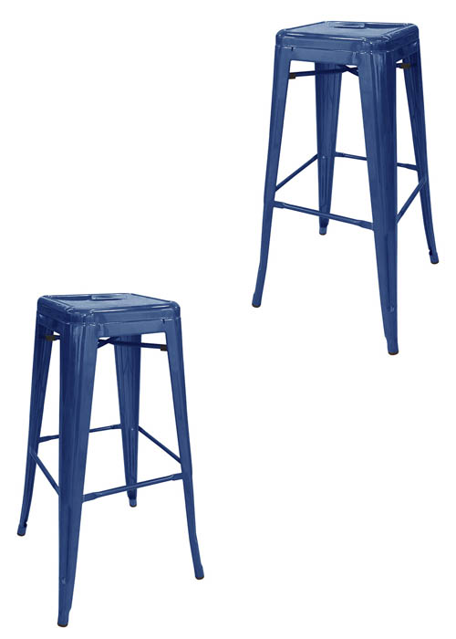 Set Taburete Alto Tolix x2 SP Tono Azul Oscuro
